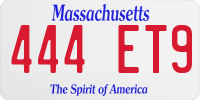 MA license plate 444ET9