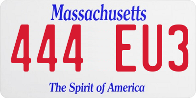 MA license plate 444EU3