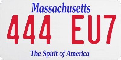 MA license plate 444EU7
