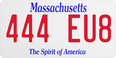 MA license plate 444EU8