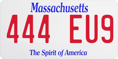 MA license plate 444EU9