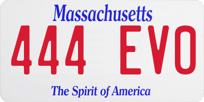 MA license plate 444EV0