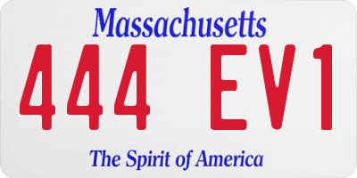 MA license plate 444EV1