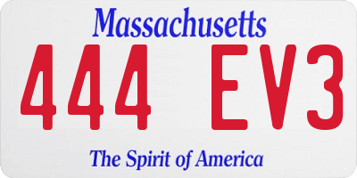 MA license plate 444EV3