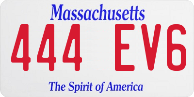 MA license plate 444EV6