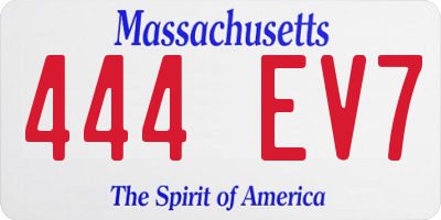 MA license plate 444EV7