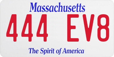 MA license plate 444EV8