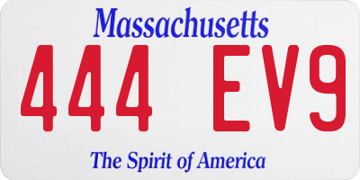 MA license plate 444EV9