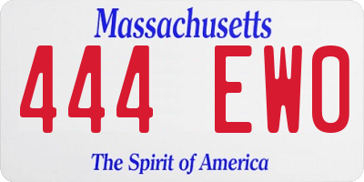 MA license plate 444EW0