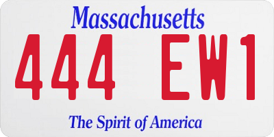 MA license plate 444EW1