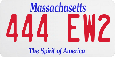 MA license plate 444EW2