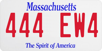MA license plate 444EW4