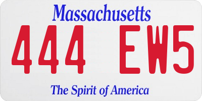 MA license plate 444EW5