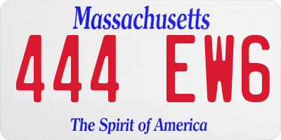 MA license plate 444EW6