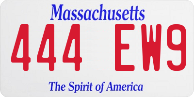 MA license plate 444EW9