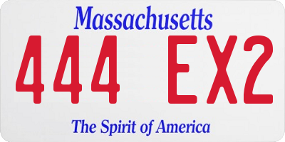 MA license plate 444EX2