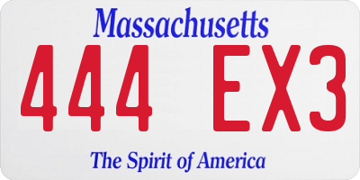 MA license plate 444EX3