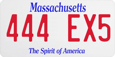 MA license plate 444EX5