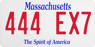 MA license plate 444EX7