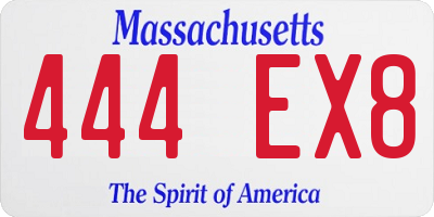 MA license plate 444EX8