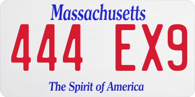 MA license plate 444EX9