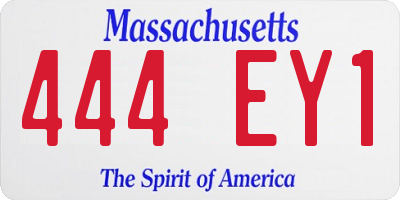 MA license plate 444EY1