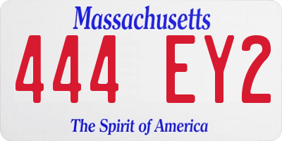 MA license plate 444EY2