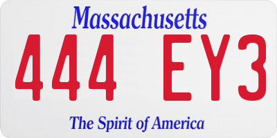 MA license plate 444EY3