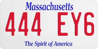 MA license plate 444EY6