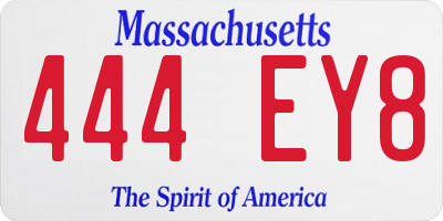 MA license plate 444EY8