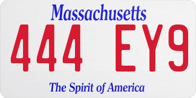 MA license plate 444EY9