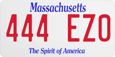 MA license plate 444EZ0