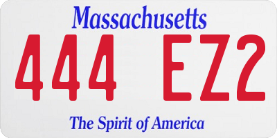 MA license plate 444EZ2