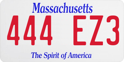 MA license plate 444EZ3