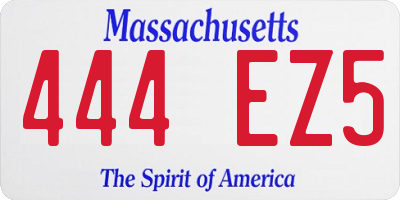 MA license plate 444EZ5