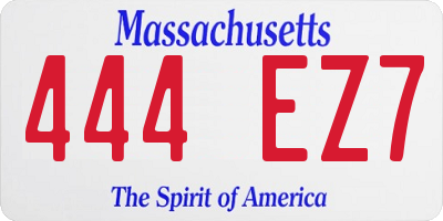 MA license plate 444EZ7