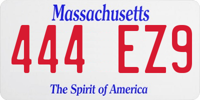 MA license plate 444EZ9