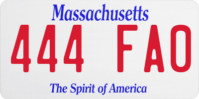 MA license plate 444FA0