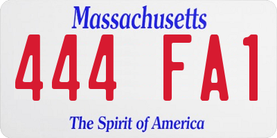 MA license plate 444FA1