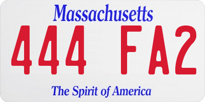 MA license plate 444FA2