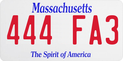 MA license plate 444FA3