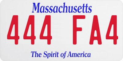 MA license plate 444FA4