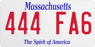 MA license plate 444FA6