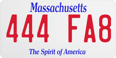 MA license plate 444FA8