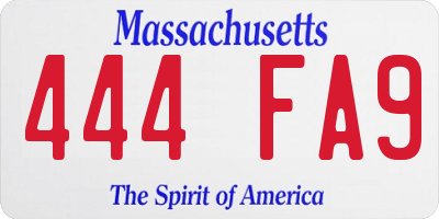 MA license plate 444FA9
