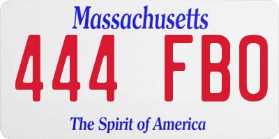 MA license plate 444FB0