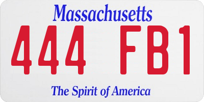 MA license plate 444FB1