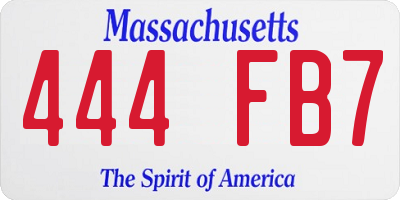 MA license plate 444FB7