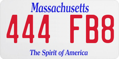 MA license plate 444FB8