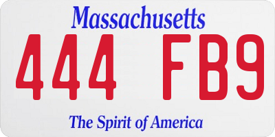 MA license plate 444FB9